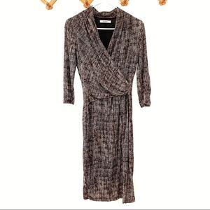 MaxMara Reptile Surplice Midi Dress Brown Black Medium